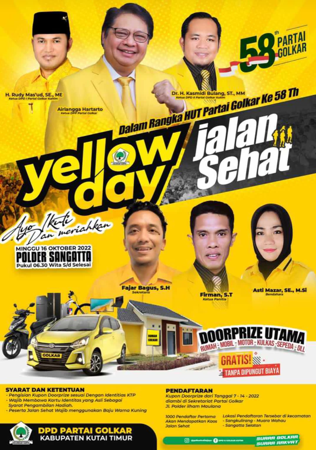 Rumah, Mobil dan Sepeda Motor, Lengkapi Doorprize Jalan Sehat DPD II Golkar Kutim 2 Golkar