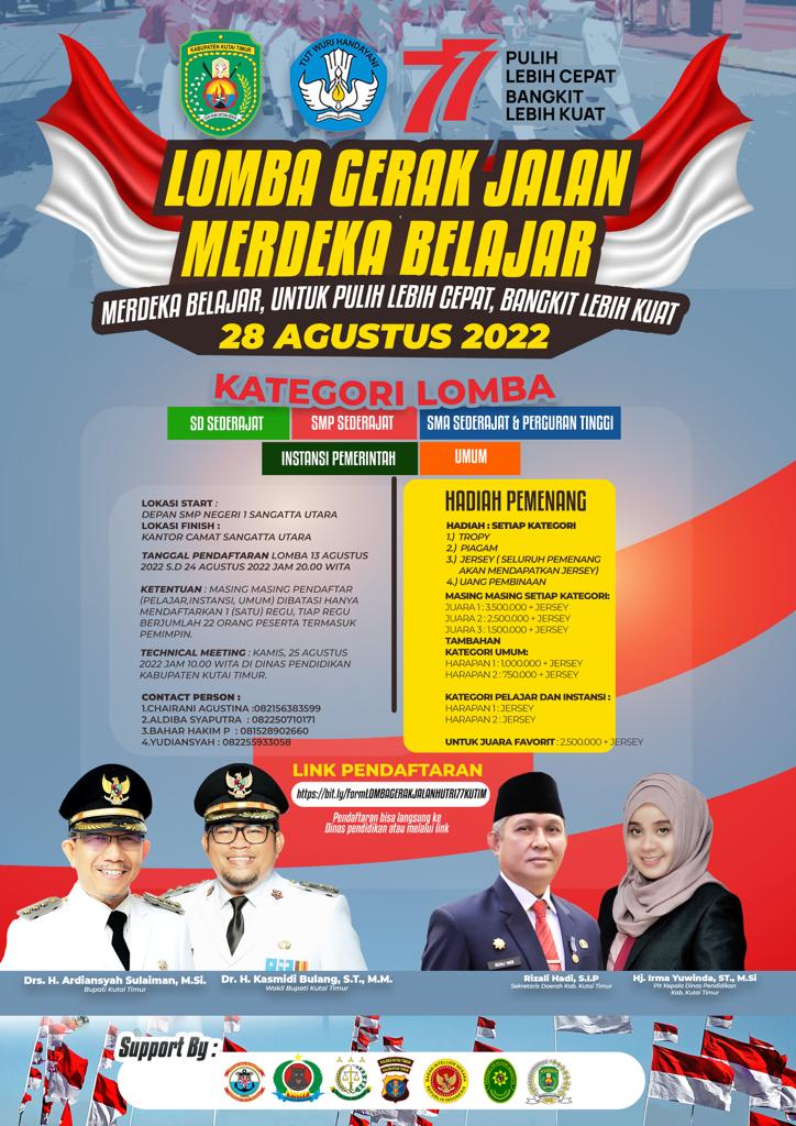 Meriahkan HUT RI ke-77, Disdik Kutim Gelar Lomba Gerak Jalan Merdeka Belajar, Pastikan Hadiah Menarik Menanti